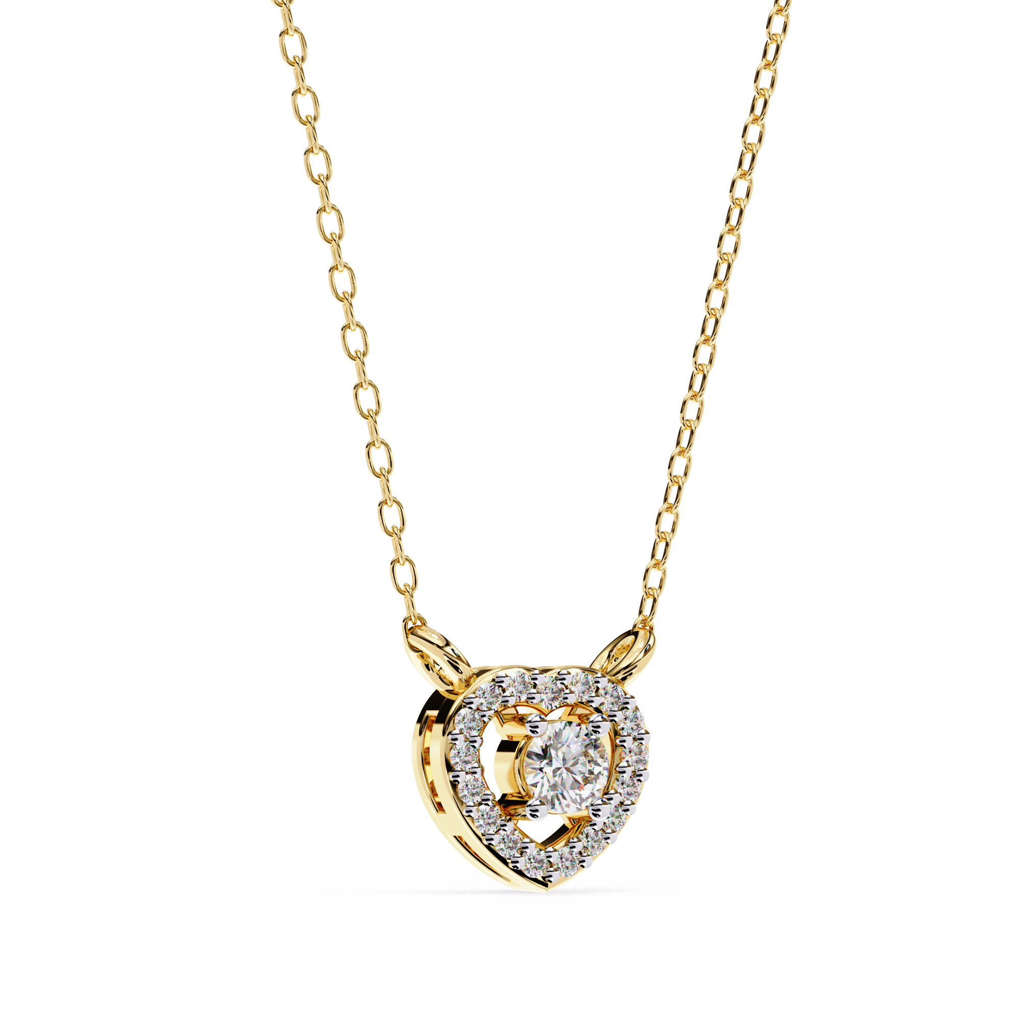 Solitairekart 0.17ct Natural Diamond Eternal Heart Halo Pendant-HI Color, VS-SI Clarity